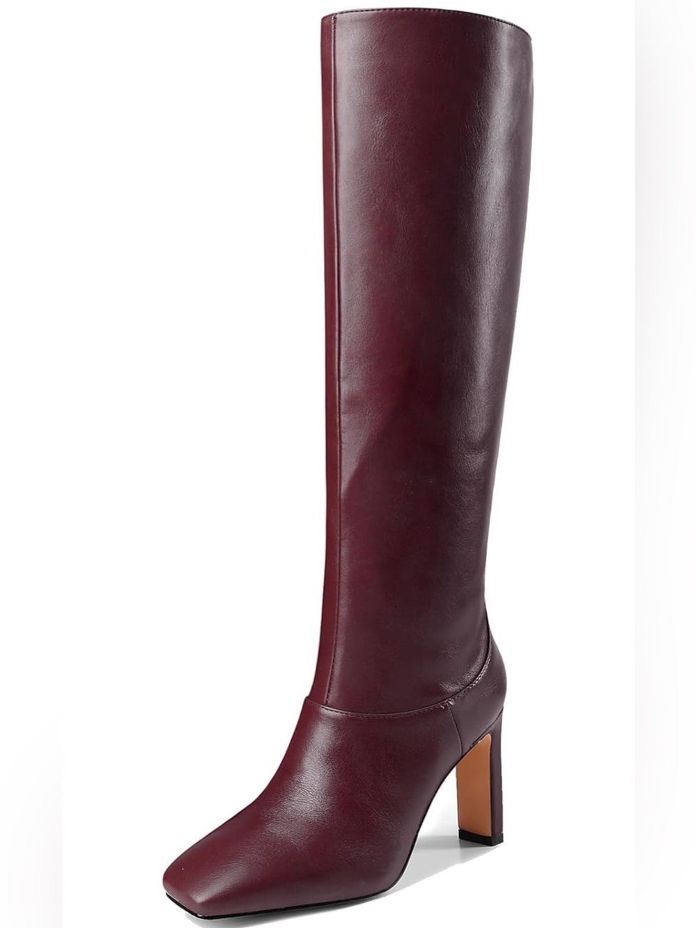 Yiya Women's Tall Square-Toe Knee-High Boots in Cherry Red / Euro 40; US 8.5 - Picture 6 of 16